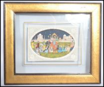 A framed and glazed early 20th century Rajasthani hand painted on Ivory panel painting depicting