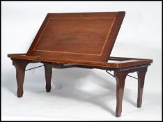 A late 19th / early 20th century folding metamorphic mahogany inlaid galleried bed / reading tray