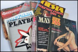 A collection of vintage 20th century gentlemen's pornographic magazines to include Men's Only ,