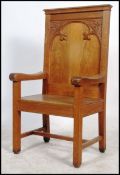 A good large believed early 20th century / late 19th century carved oak throne chair of