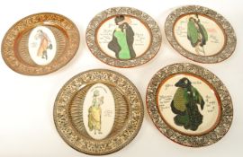 A group of five Royal Doulton Proverb and Old English Saying plates. Please see images. Note; from