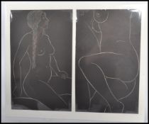 Eric Gill ( British, 1882-1940 ) A pair of nude studies wood engraving pictures, 1938, from the book