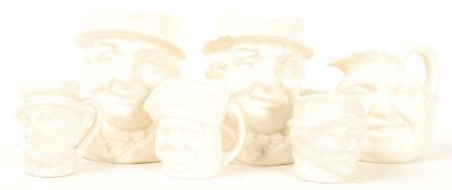 A group of six Royal Doulton white colourway / prototype character jugs to include Old Lad , John
