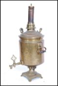 A very large vintage 20th century Russian Samovar having turned mahogany handles to the sides with