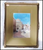 An early 20th century 1920's watercolour  painting of a middle eastern street scene / Palestine.