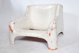 After Vico Magistretti - Vicario - A white colored fiberglass formed low garden easy chair.