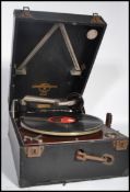 A vintage early 20th century Columbia Grafonola ( 201 ) record player gramophone, along with a