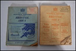 Local interest; two vintage 1950's Post Office Telephone Directory books for the ' Bristol Area '.