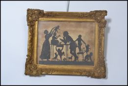 A 19th century Victorian silhouette cut out pictures depicting a traditional family , Mother and