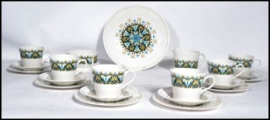 A retro part tea service by Ridgeway in the Alegro pattern, consisting of cups, saucers, creamer,