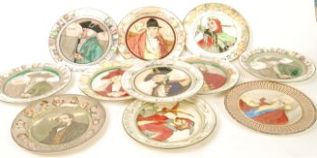 A group of 11 Royal Doulton Character plates to include The Doctor , The Mayor , The Squire , The