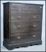 An early 20th century Edwardian chest of drawers, two short drawers over three long drawers raised