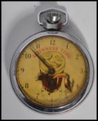 A vintage 1960's automaton Guinness Ingersoll chrome cased open face pocket watch, the face