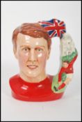 A Royal Doulton character jug depicting Geoff Hurst , Hat Trick Hero D7262 , handle modelled as