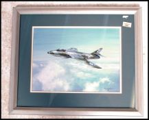 Barry Walding (British, 20th century) - An original oil on board painting of a hawker hunter plane