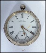 An early 20th century silver cased pocket watch by AWW Co Waltham. The white enamel face with