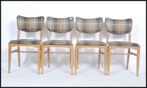 Lebus - Link range - A retro 1950's set of four oak utility dining chairs having tartan woollen