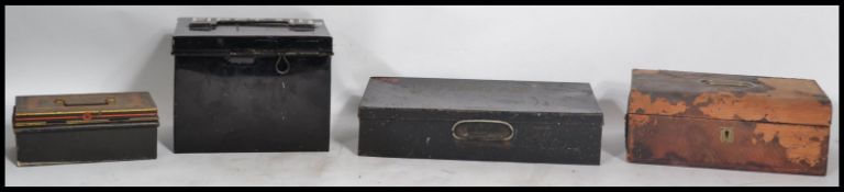 A collection of vintage 20th century tins and some contents to include 1st / First aid tins, money