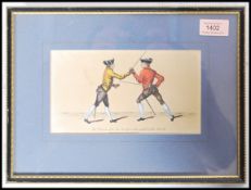 An interesting 18th century colour print of 2 gentleman fencers ( fencing interest ) entitled ' The