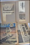 A collection of ephemera pertaining to The Moon Landing to include newspaper , scrapbook etc. Please