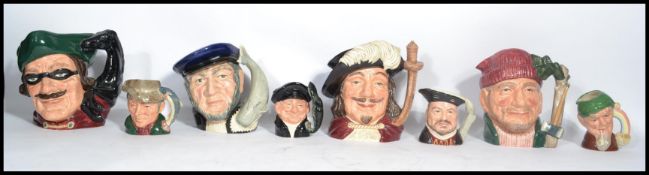A collection of Royal Doulton Toby Jugs / character jugs to include Lumberjack d6610, Captain Ahab