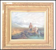 William Collins RA ( 1788-1847 ) Oil on board of a Seascape painting scene of three boys beside a