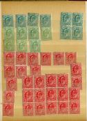 British stamps in old stockbook. Valuable mint range from QV-GVI. Good range of shades, singles,