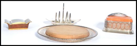 A collection of items to include a stunning Sardine dish, silver plated toast rack, Carlton Ware