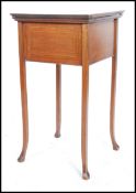 An early 20th century Edwardian mahogany inlaid work / sewing box, lift up lid with fully