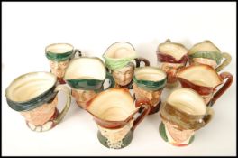 A group of 6x Royal Doulton character jugs to include; Sairey Gamp D5528, Simon The Cellarer, Old