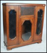 A 1930's large French oak library bookcase cabinet having end glass sentry box bookcase cabinets