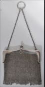 A vintage early 20th century continental silver hallmarked ladies  ' chainmail ' evening purse,