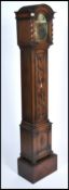 A good quality oak Jacobean revival granddaughter clock having geometric moulded trunk with glass