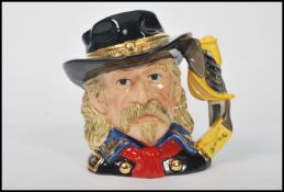 A rare Royal Doulton character jug depicting General Custer D7079 , handle modelled after sword