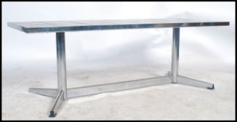 A Belgian mid 20th century retro chrome and tile top coffee occasional table. In the manner of J