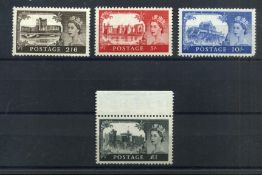 GB STAMPS 1958 1st De La Rue Castle High values (4v). Unmounted mint set of this scarce issue.(