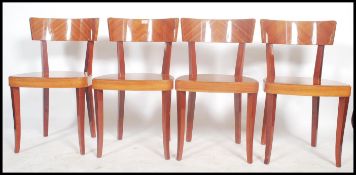 A set of 4 20th century Italian ' Sorrento ' ware kingwood type inlaid dining chairs. All raised