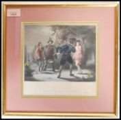 A mid 19th century coloured print entitled ' The Duel ' Shakspeare Twelfth Night Act 3 Scene 4.