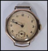 Rolex A stunning early 20th century manual wind  octagonal shaped silver gents wrist watch. The case