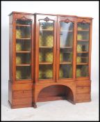 A Victorian 19th century mahogany large library bookcase cabinet raised on a plinth  base with a