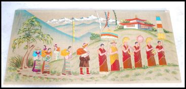 An unusual large early 20th century vintage chinese silk tapestry on wool panel being framed ready