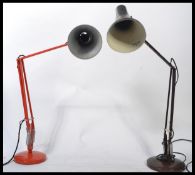 A vintage industrial  mid 20th century Herbert Terry anglepoise desk lamp in it's original orange