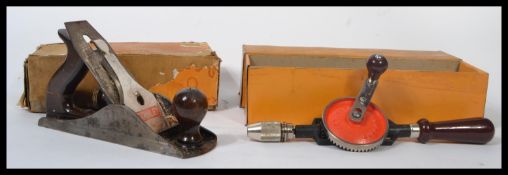 Stanley boxed vintage 20th century wood working tools to include Bailey iron 4 1/2 smooth plane