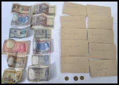 A collection of old bank notes to include Dutch 25 Gudlen, 10 Gulden, Austrian 100 Schilling
