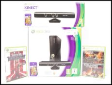 XBOX 360 KINECT CONSOLE WITH 2X GAMES & BOXED SENSOR