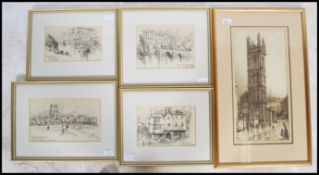 A 19th century lithograph framed and glazed print of St Mary Redcliffe Church, Bristol in the by