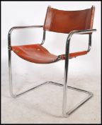 Matteo Grassi - MG5 - An Italian coach hide and chrome cantilever dining / elbow / easy armchair.