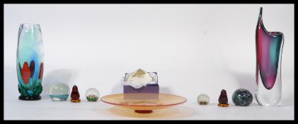 A collection of vintage and retro 20th century studio glass, some pieces signed to include Art