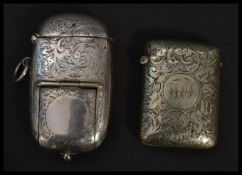 An 19th century Victorian silver plated silver plated sovereign holder vesta combination together