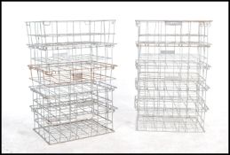 A collection of 10 x 20th century Industrial wire / metal work cage  wine glass trays - stands (